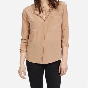 NWOT Everlane Silk Pocket Shirt in warm tan, size S